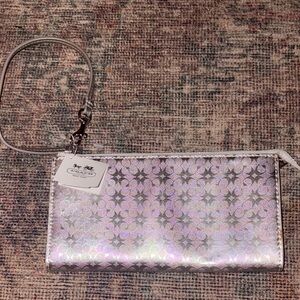 Coach Metallic Pink Wristlet Clutch